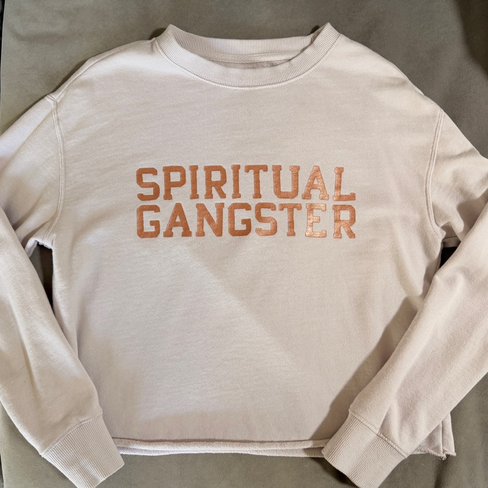 Spiritual Gangster Cropped Sweatshirt Light Mauve Rose Gold Size Small